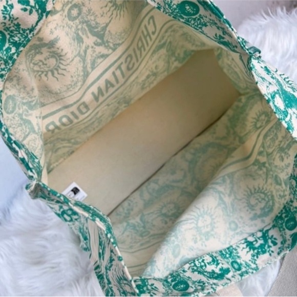 DIORIVIERA Teal and Cream Canvas Tote Bag. NWT - Picture 7 of 10
